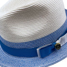 Close-up profile of the Urbaneer Collection Carolina Royal fedora showing the 2-inch stingy brim and braided texture.