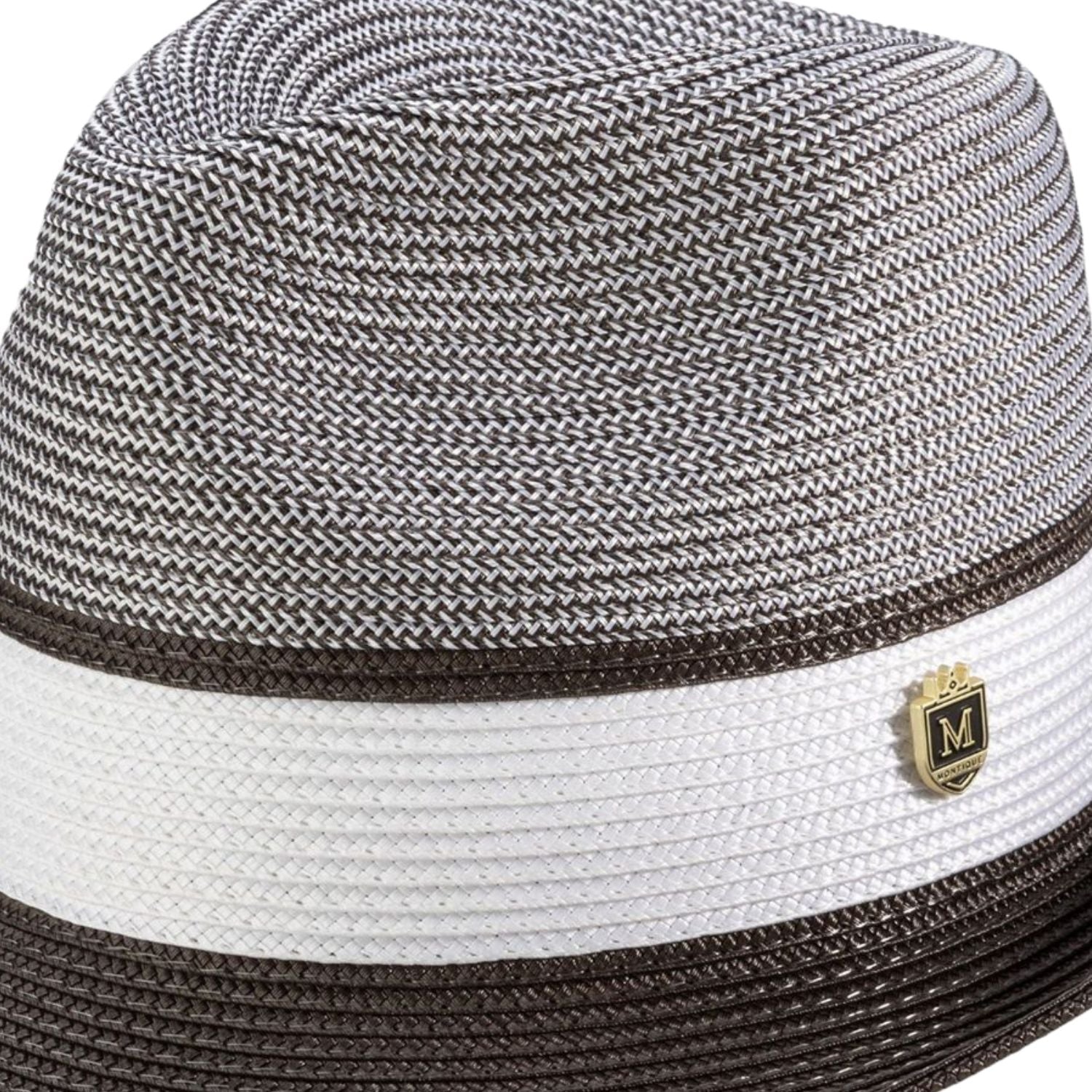 Front profile of the Ivorythm Collection brown fedora showing the 2-inch brim and braided texture.