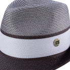 Side view plum fedora hat with braided crown and ribbon band