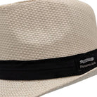 Angled ivory summer fedora with black band detail