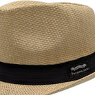 Angled sand summer fedora with black band detail