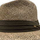 Close up of twisted seagrass weave and cotton band detail