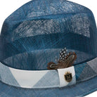 side view fedora with plaid brim edging and band
