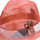 side view fedora with plaid brim edging and band