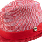 close up braided texture red fedora