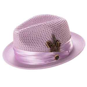 Men's Lavender Mesh Fedora Hat - Montique Pinch Crown Fedora