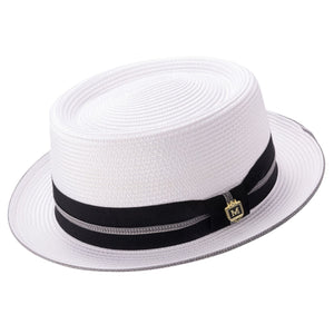 White Pork Pie Hat by Montique