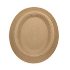 Beige Montique pork pie hat top view with woven straw texture, flat crown, and matching brim