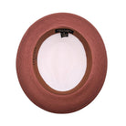 Inside view of white and cognac men’s fedora hat with contrast cognac brim and Montique interior label
