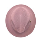 Blush Montique fedora hat top view with braided straw-style texture, pinch crown, and matching brim