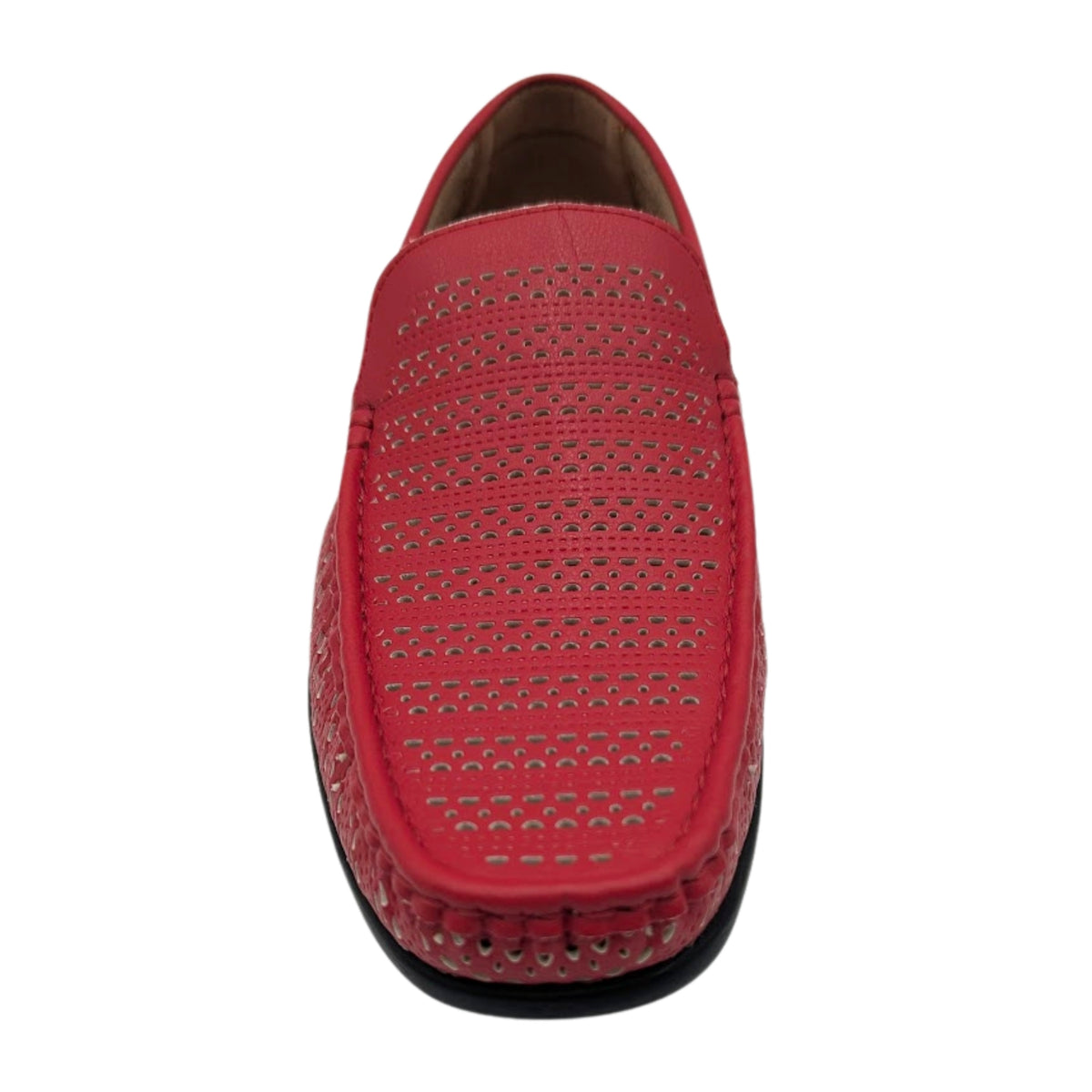 cranberry perforated slip-on loafer front view