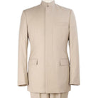 tan clergy suit with hidden button front closure