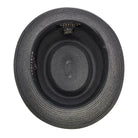 Montique black straw pork pie hat inside view with branded sweatband