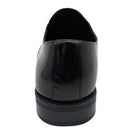 black polished slip-on dress shoe rear view