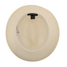 ivory straw fedora hat inside view with branded sweatband