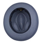 Montique navy straw fedora hat inside view with branded sweatband