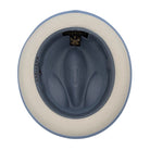 Carolina blue straw fedora hat inside view with branded sweatband
