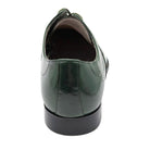 green genuine leather lace-up dress shoe rear view