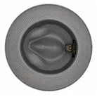 Montique gray straw fedora hat inside view with branded sweatband
