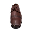 brown cap toe lace-up oxford dress shoe front view