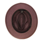 Montique brown straw fedora hat inside view with branded lining