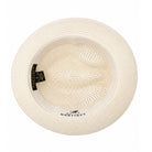 Montique ivory vented straw fedora hat inside view with branded sweatband