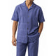 2-Piece Knit Short Sleeve Set With Matching Pants In Blue by Stacy Adams