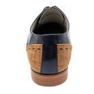 navy and tan linen cap toe lace dress shoe rear view