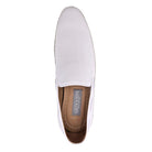 white genuine leather moc toe casual slip-on shoe top view