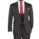 Close-up detail of black Glen Plaid suit fabric pattern