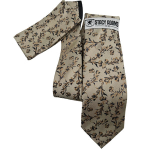 Men's Stacy Adams Floral Tie & Pocket Square Set - Champagne/Bronze