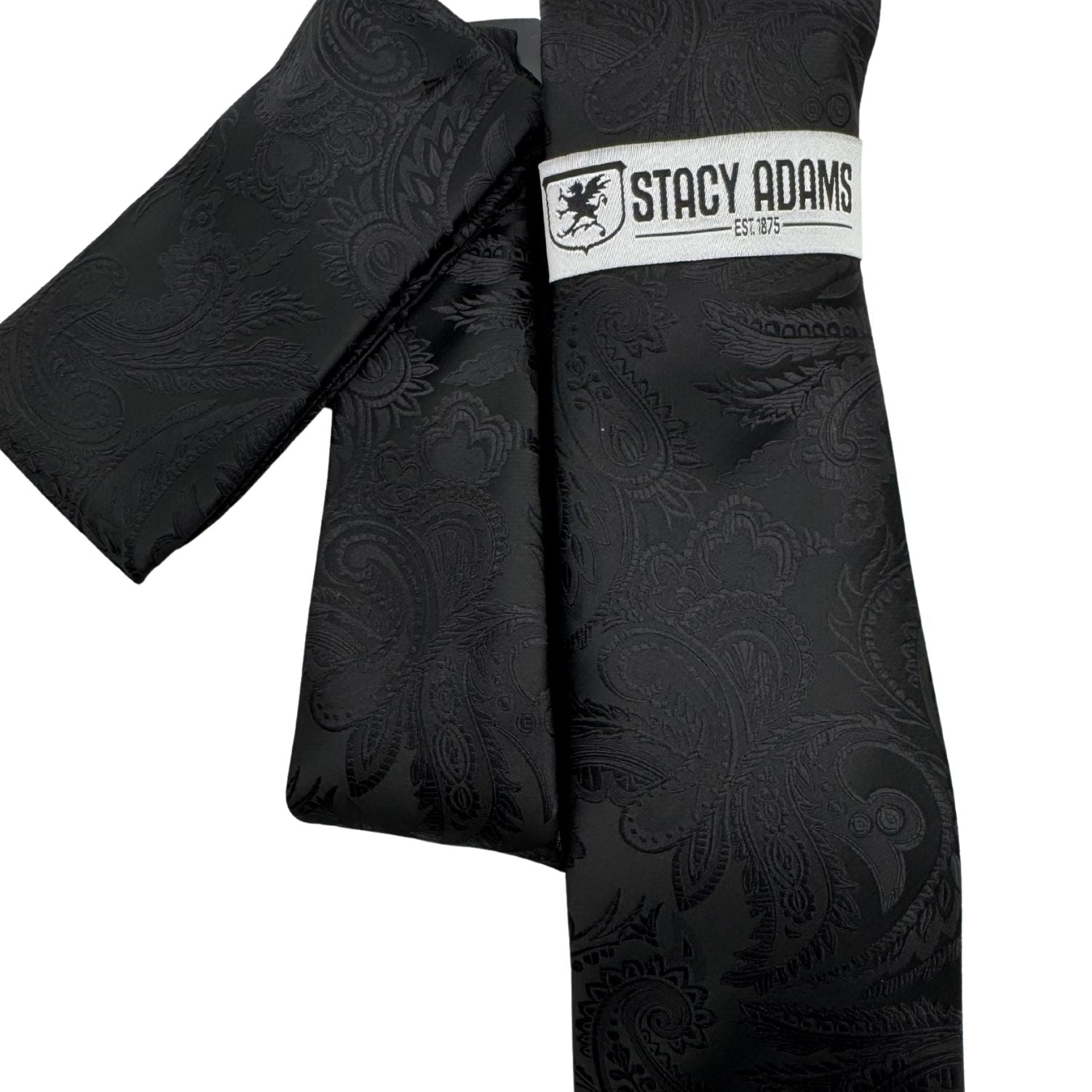 Men's Stacy Adams Black Tonal Paisley Tie Set – Suits & More