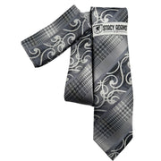 Quorum Collection: Stacy Adams Tie and Pocket Square Set - Grey/Silver