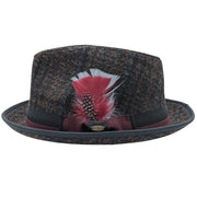 Ashford Collection: Scala Tweed Wool Blend Fedora with 1 3/4” Brim and Double Bow - Brown