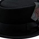 scala black porkpie hat with 2 inch bound brim