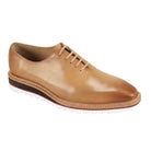 latte plain toe lace-up leather dress shoes