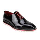 black patent plain toe lace-up leather dress shoes