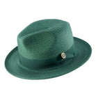 emerald braided wide brim pinch crown fedora with grosgrain ribbon band
