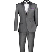 Men's 2 Piece Solid Color Single Breasted Slim Fit Tuxedo - Grey
