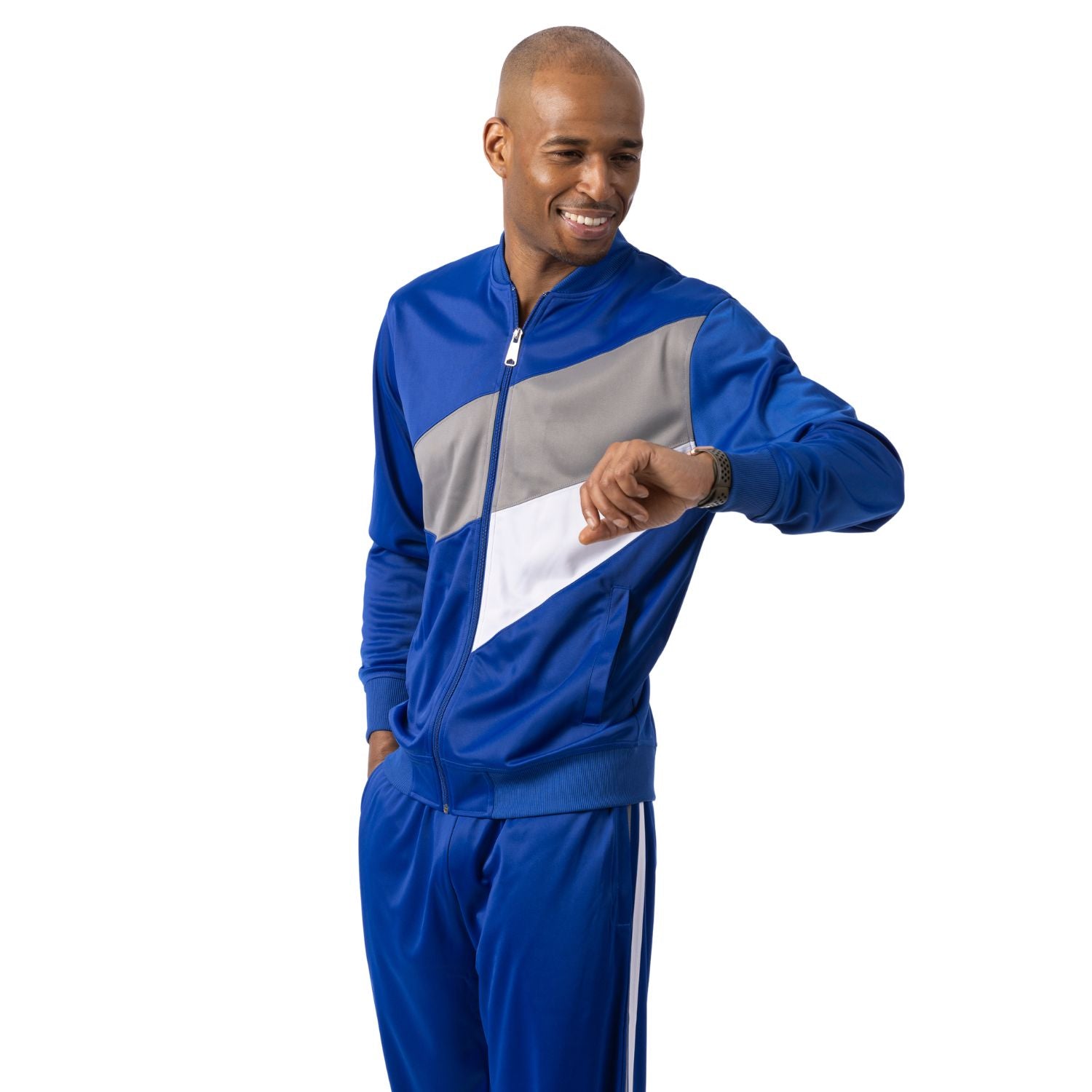 Men's Royal 2 Piece Colorblock Tracksuit | Montique JS-31 – Suits