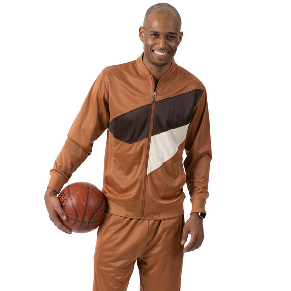 Men's Camel 2 Piece Colorblock Tracksuit | Montique JS-31 – Suits