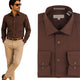 Men's Long Sleeve Button Up Shirt - Brown