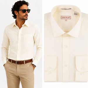 Men's Long Sleeve Button Up Shirt - Ivory