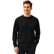Stacy Adams Men’s Ribbed Knit Long Sleeve Crew Neck Shirt - Black