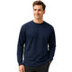 Men’s Ribbed Knit Long Sleeve Crew Neck Shirt - Navy by Stacy Adams