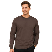 Stacy Adams Men’s Ribbed Knit Long Sleeve Crew Neck Shirt -Bark