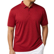 Men’s Stacy Adams Checkered Textured Polo Shirt – Red