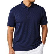 Men’s Stacy Adams Checkered Textured Polo Shirt – Navy