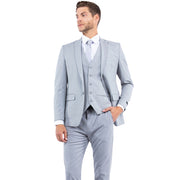 Men's Slim Fit 3 Piece One Button Suit - LT Grey