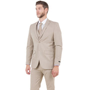 Men's Slim Fit 3 Piece One Button Suit - Tan